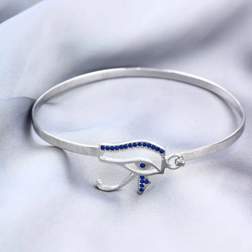 Eye of Horus 925 Egyptian Silver Bangle - Blue - Blue - Bangels