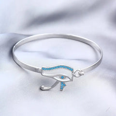 Eye of Horus 925 Egyptian Silver Bangle - Turquoise - Aquamarine