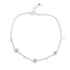 Eyes 925 Silver Anklet - Light-Blue - ANKLETS