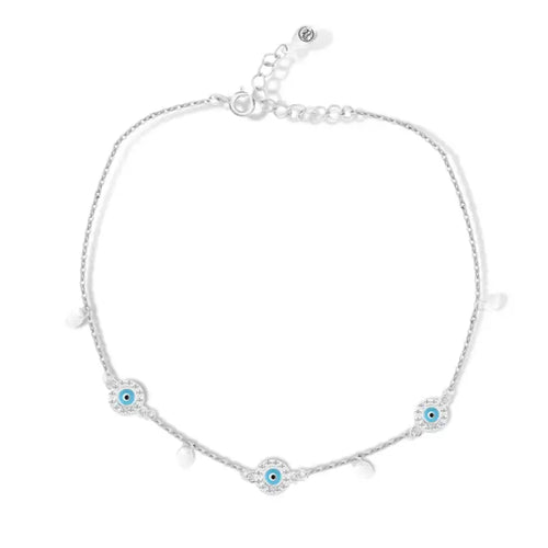 Eyes 925 Silver Anklet - Light-Blue - ANKLETS