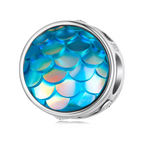 Fish Scale charm - 925 Sterling Silver - Blue