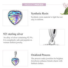 Fish Scale Heart Charm - 925 sterling silver - fathyibrahim