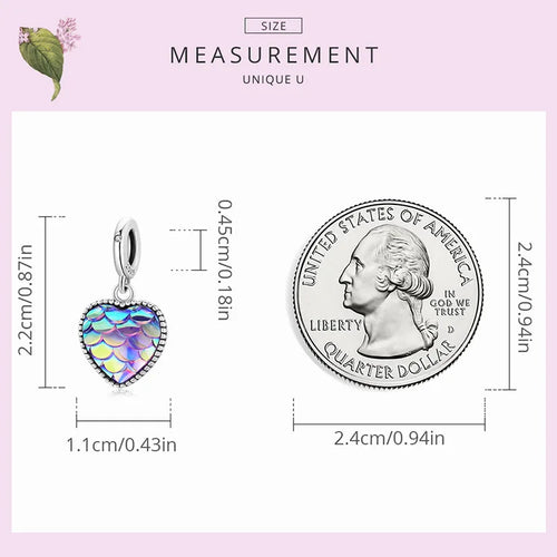 Fish Scale Heart Charm - 925 sterling silver - fathyibrahim