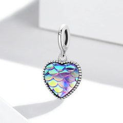 Fish Scale Heart Charm - 925 sterling silver - fathyibrahim