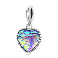 Fish Scale Heart Charm - 925 sterling silver - fathyibrahim