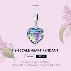 Fish Scale Heart Charm - 925 sterling silver - fathyibrahim