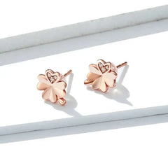 Flower 925 Silver Earrings For Women - Rose gold - Transparent