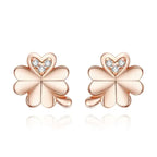 Flower 925 Silver Earrings For Women - Rose gold - Transparent