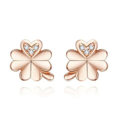 Flower 925 Silver Earrings For Women - Rose gold - Transparent