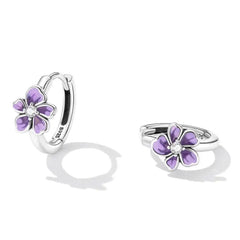 Flower 925 Silver Earrings - Transparent