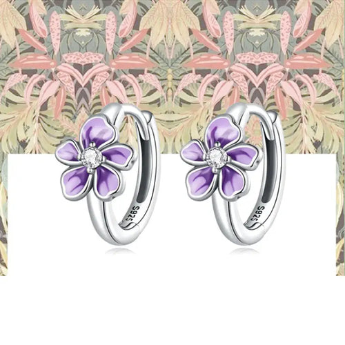 Flower 925 Silver Earrings - Transparent