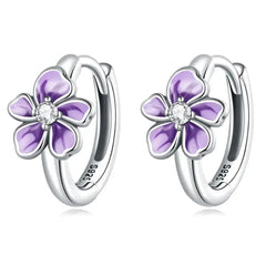 Flower 925 Silver Earrings - Transparent