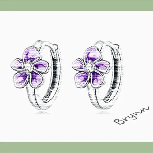 Flower 925 Silver Earrings - Transparent