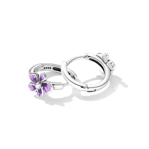 Flower 925 Silver Earrings - Transparent