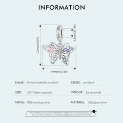 Flower Butterfly Charm - 925 sterling silver - fathyibrahim