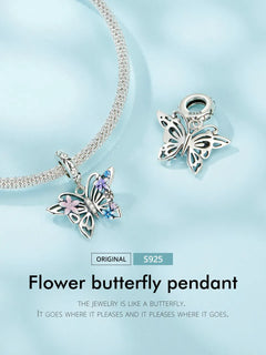 Flower Butterfly Charm - 925 sterling silver - fathyibrahim