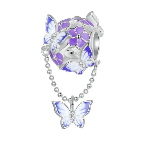 Flower & Butterfly Charms - 925 Sterling silver - Multi Color