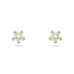 Flower crowned with zircon and pearl Earring - 925 sterling silver - fathyibrahim