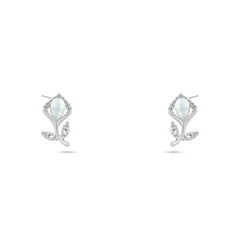 Flower Earring with Pearls and Sparkling Zircon - 925 Sterling Silver - fathyibrahim