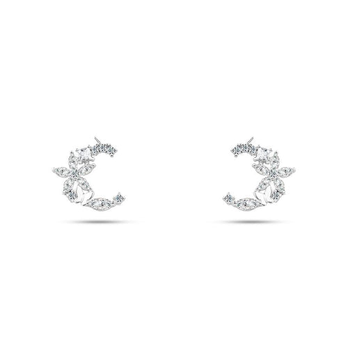 Flower Earring with Sparkling Zircon - 925 sterling silver - fathyibrahim