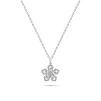 Flower Necklace with Zircon Stones - 925 Sterling Silver - Transparent - NECKLACES