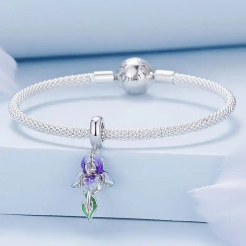 Flower pendant charm - 925 sterling silver - Multi Color