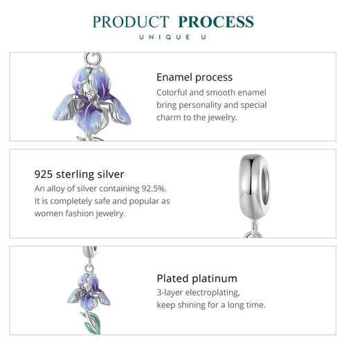 Flower pendant charm - 925 sterling silver - fathyibrahim