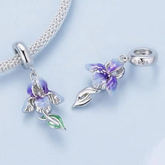 Flower pendant charm - 925 sterling silver - Multi Color