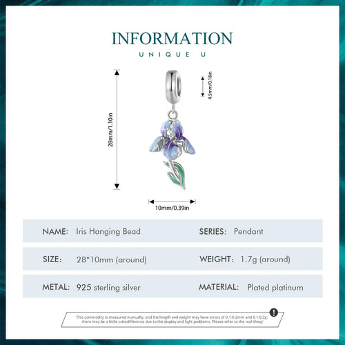 Flower pendant charm - 925 sterling silver - fathyibrahim