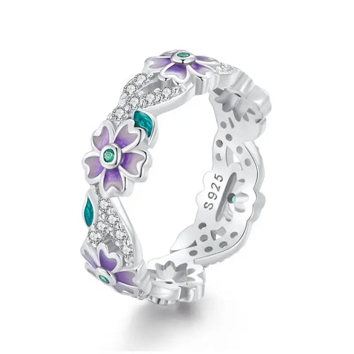 Flower ring band - 925 Sterling Silver - Rings