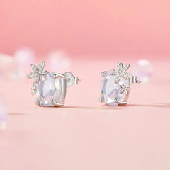 Flower Shaped Earrings - 925 Sterling Silver - Multi Color