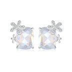Flower Shaped Earrings - 925 Sterling Silver - Multi Color