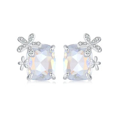 Flower Shaped Earrings - 925 Sterling Silver - Multi Color