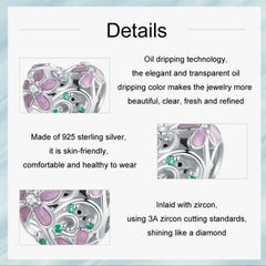 Flower Vine Charm - 925 sterling silver - White