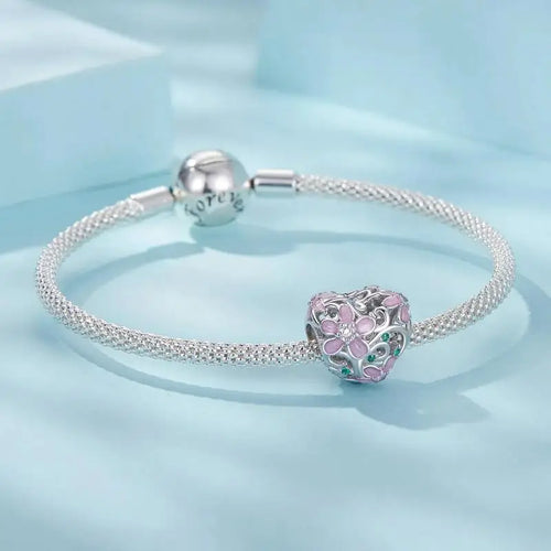 Flower Vine Charm - 925 sterling silver - White