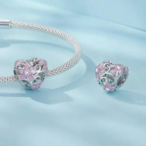 Flower Vine Charm - 925 sterling silver - White
