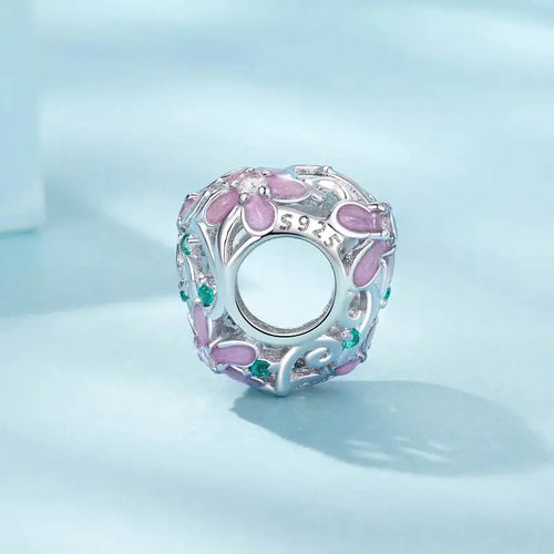 Flower Vine Charm - 925 sterling silver - White