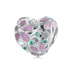 Flower Vine Charm - 925 sterling silver - White