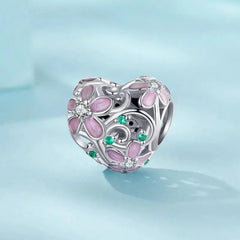Flower Vine Charm - 925 sterling silver - White