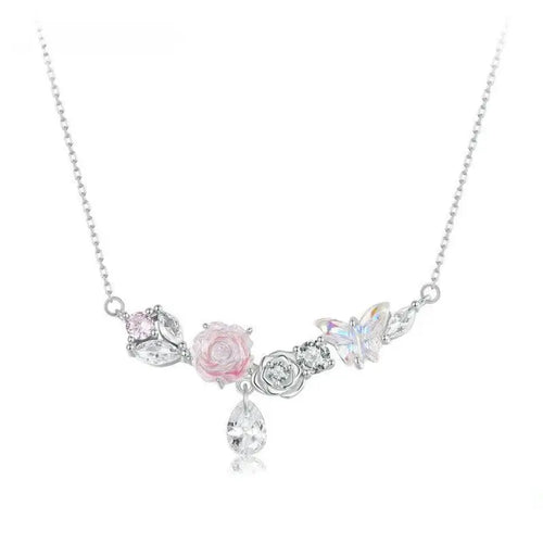 Flower World Necklace - 925 sterling silver - Transparent