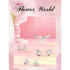 Flower World Necklace - 925 sterling silver - Transparent