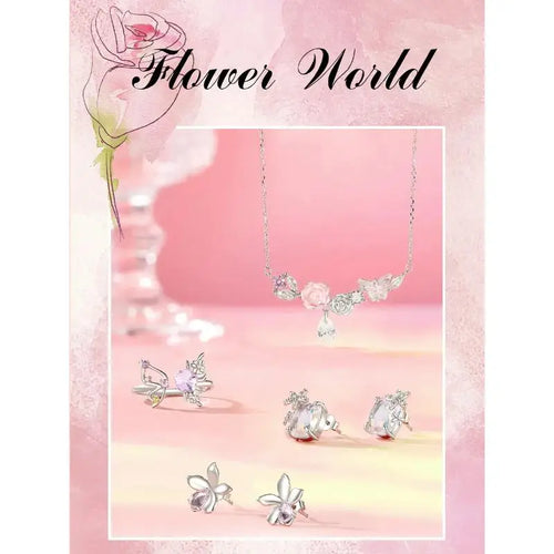 Flower World Necklace - 925 sterling silver - Transparent
