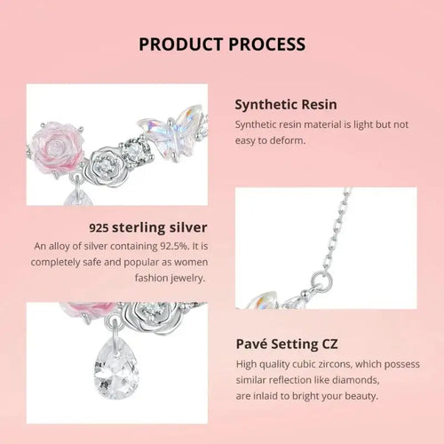 Flower World Necklace - 925 sterling silver - Transparent