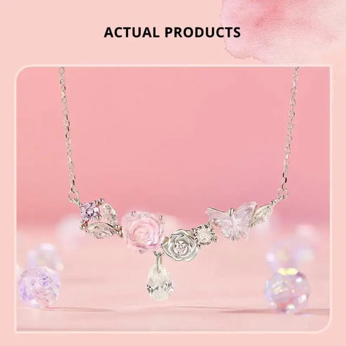 Flower World Necklace - 925 sterling silver - Transparent