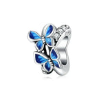 Flying Butterflies Charm- 925 Sterling Silver - Multi Color
