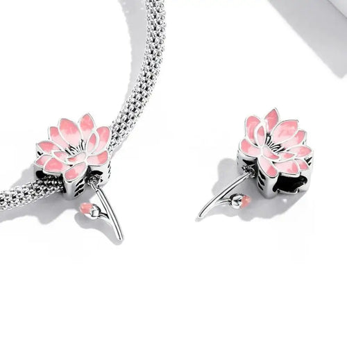 Fresh Lotus 925 Silver Charm - Pink