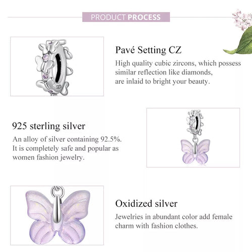 Glazed butterfly 925 Silver Charm - fathyibrahim