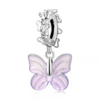 Glazed butterfly 925 Silver Charm - White