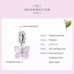 Glazed butterfly 925 Silver Charm - fathyibrahim