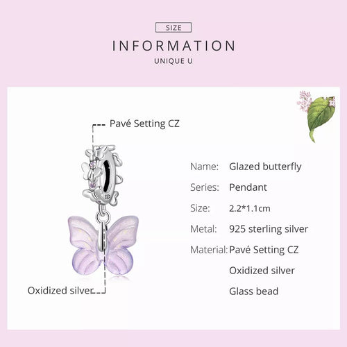 Glazed butterfly 925 Silver Charm - fathyibrahim